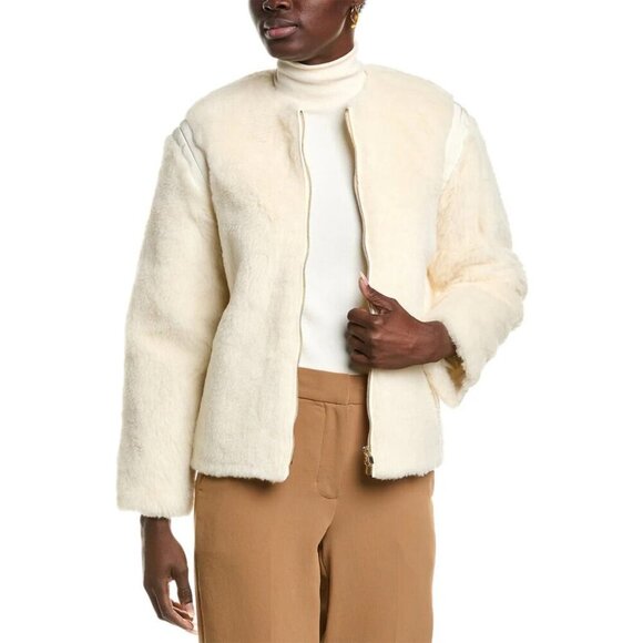 NWT Max Mara Coat Women's Cream Long Sleeve Full Zipper Size 34 - Picture 1 of 12